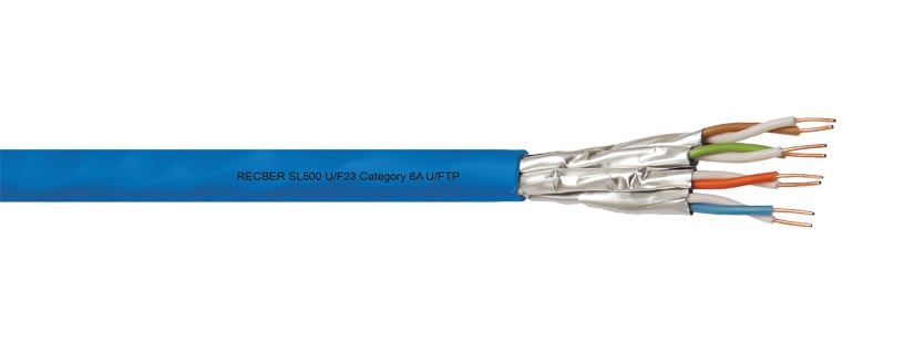 Reçber SL500 U/F23 LSZH Cat6A U/UTP 4X2X23AWG Kablo Halogen Free 100m